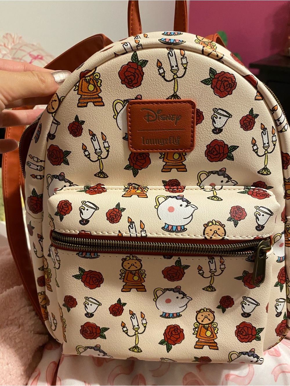 Loungefly Cream Beauty and the Beast Character Mini Backpack